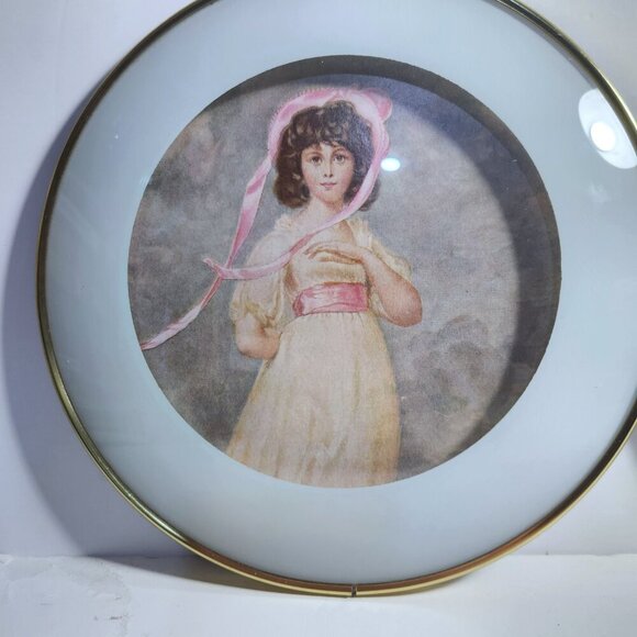 Vintage Pinkie and Blue Boy Set of 2 Convex Glass Bubble Frame Hanging Wall Art - Picture 2 of 8